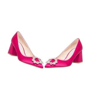 ***RARE*** Betsey Johnson Pink Crystal Block Heel Pumps
